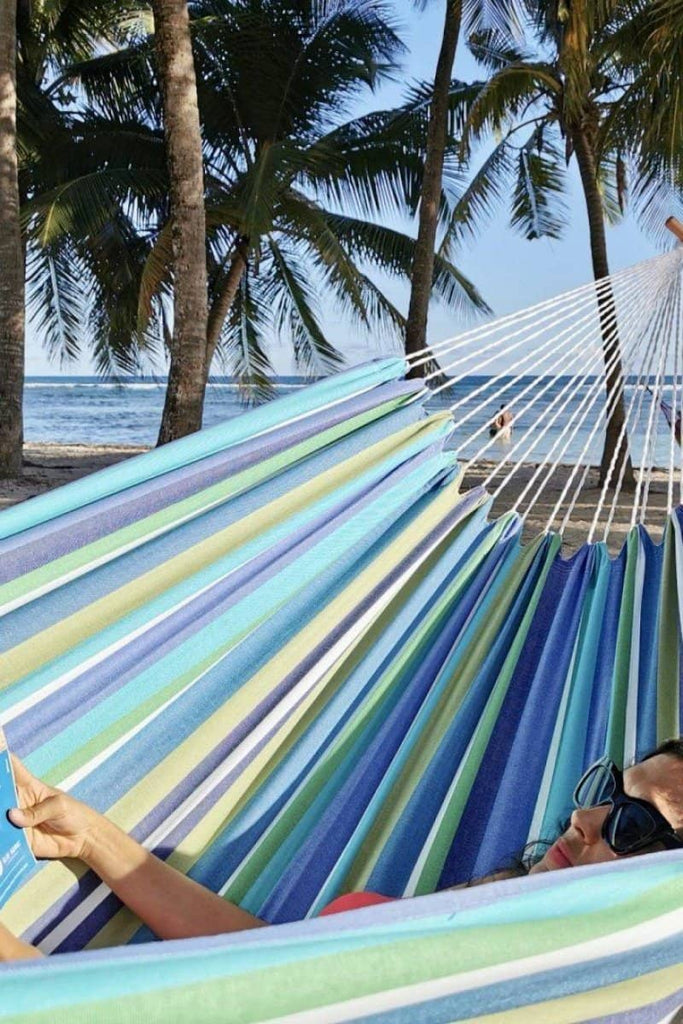 hamac bleu vert en coton guadeloupe